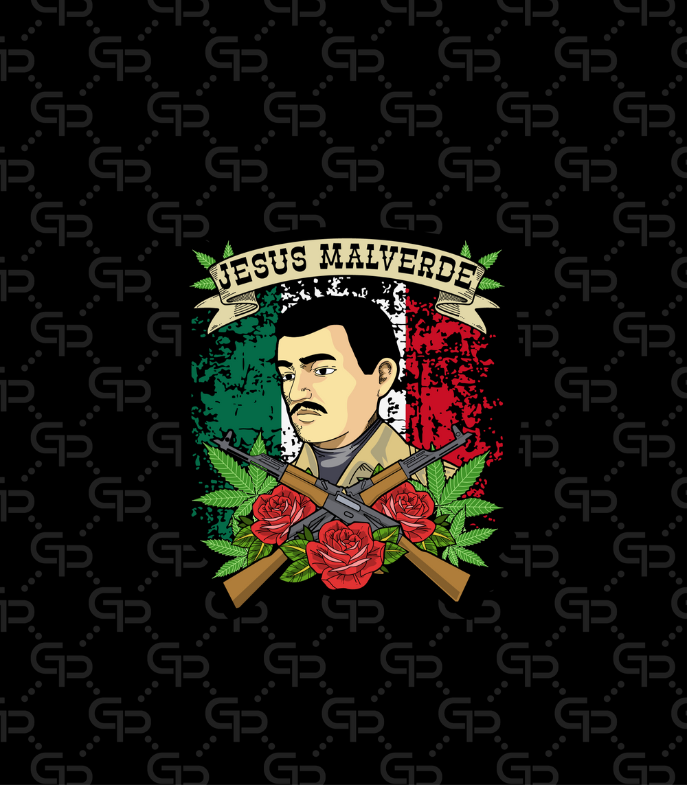 Jesus Malverde Barber Cape view 2 - GPBARBERSUPPLY | GP Barber Supply