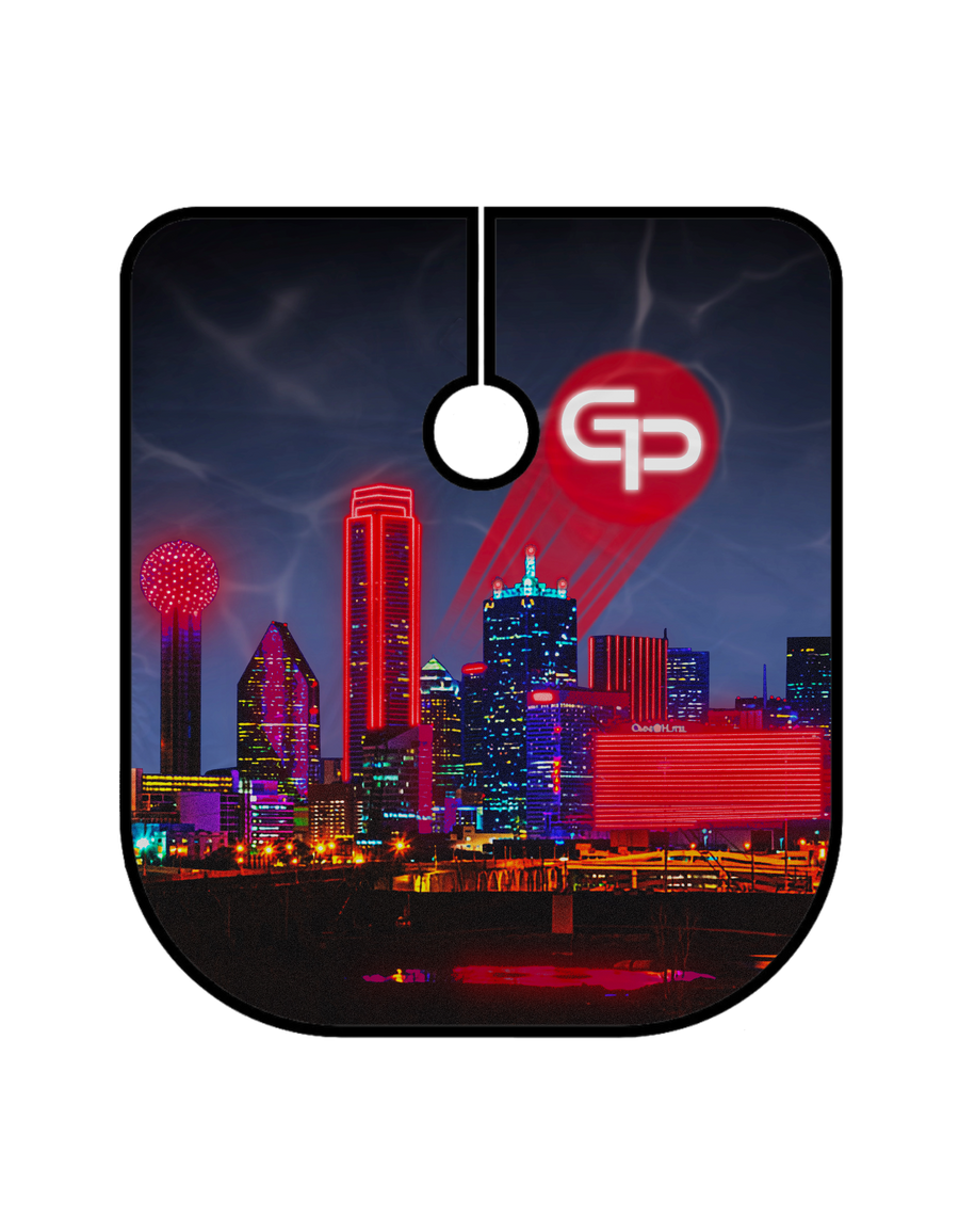 Red Dallas Skyline Barber Cape - GPBARBERSUPPLY | GP Barber Supply