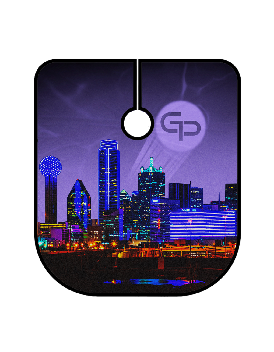 Blue Dallas Skyline Barber Cape - GPBARBERSUPPLY | GP Barber Supply