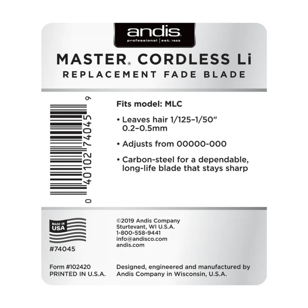 Andis Master Cordless Li Replacement fade Blade view 3 - Andis | GP Barber Supply