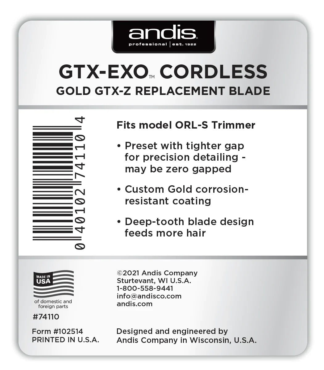 Andis GTX-EXO Blade view 4 - Andis | GP Barber Supply