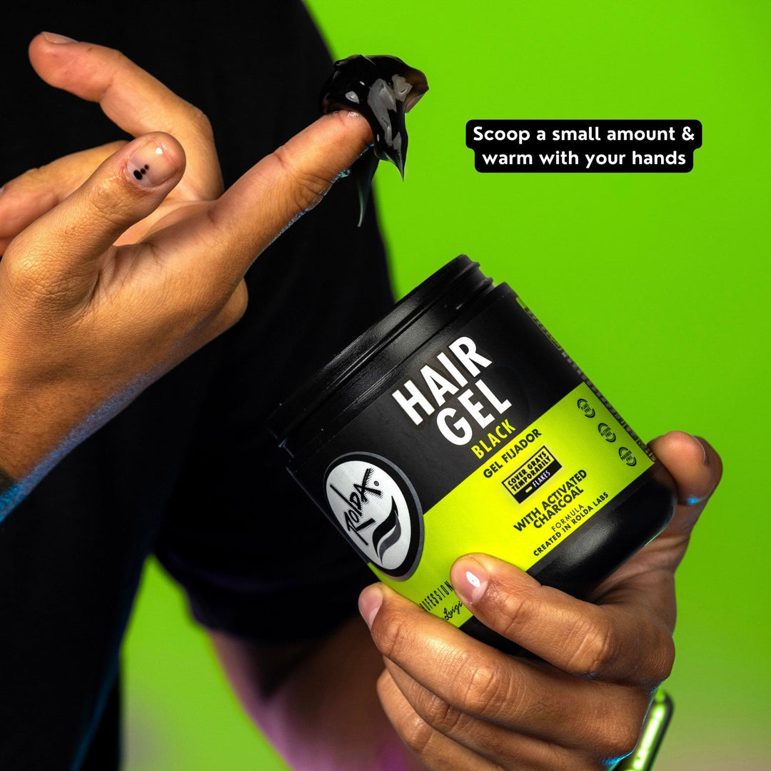 Rolda Hair Styling Gel Black in use