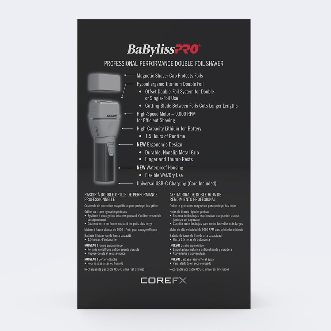 BaBylissPRO® COREFX Double-Foil Shaver view 4 - BaBylissPRO | GP Barber Supply