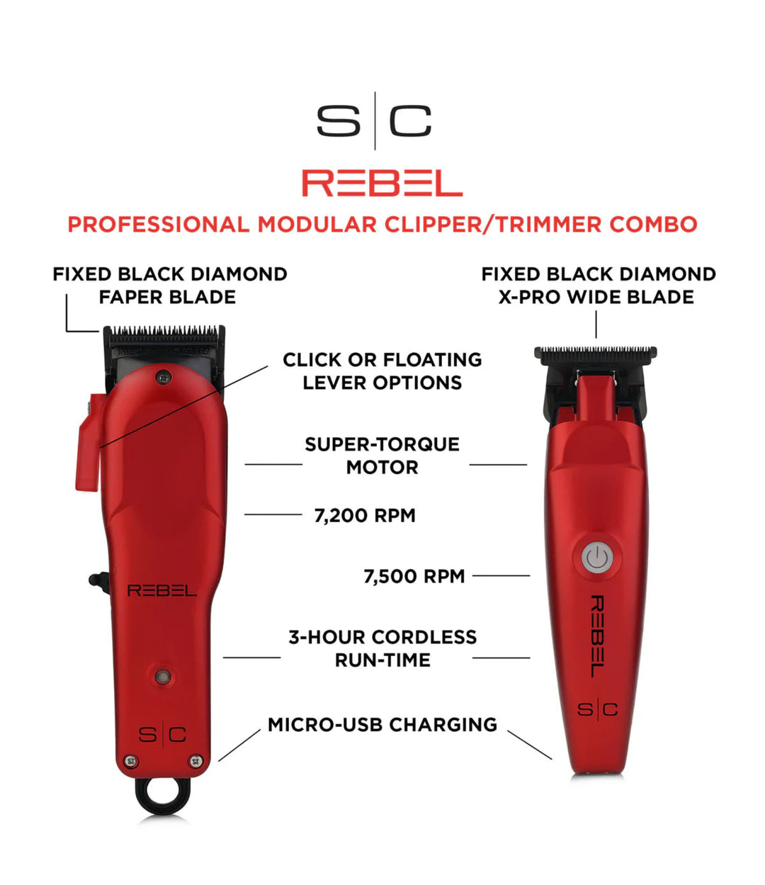StyleCraft Rebel Clipper & Trimmer Red Combo view 6 - StyleCraft Gamma+ | GP Barber Supply