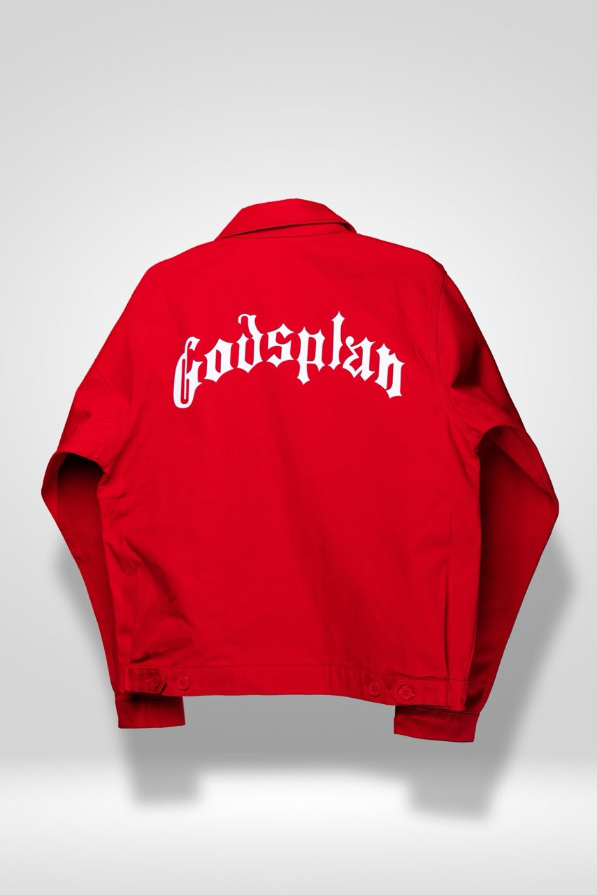 God's Plan Work Jacket red - GPBARBERSUPPLY | GP Barber Supply