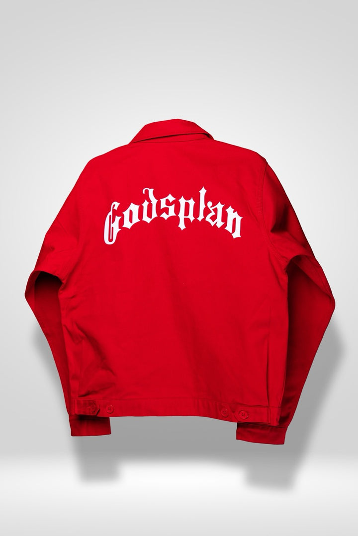 God's Plan Work Jacket red - GPBARBERSUPPLY | GP Barber Supply