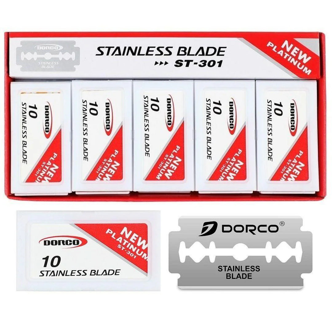 100 Dorco ST-301 Stainless Double Edge Razor Blade Platinum (1 Box) - Dorco | GP Barber Supply
